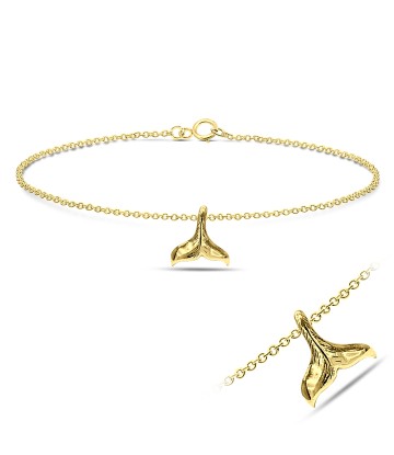 Gold Plated Little Whale Tail Silver Anklet ANK-553-GP
